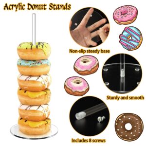 Ponpon Acrylic Donut Stand for Dessert Table, 5 Packs Clear Donuts Holder Stand Party, Donut Bagel Display Stand for Party, Wedding, Birthday, Class Reunion, 12 Inch