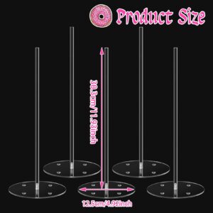 Ponpon Acrylic Donut Stand for Dessert Table, 5 Packs Clear Donuts Holder Stand Party, Donut Bagel Display Stand for Party, Wedding, Birthday, Class Reunion, 12 Inch