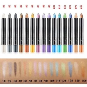flashstar eyelid color eyeshadow pencil, 15 color set - waterproof glitter eye shadow eyeliner pen for women, metallic eyeliner kit, pearl eyeliner