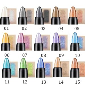 Flashstar Eyelid Color Eyeshadow Pencil, 15 Color Set - Waterproof Glitter Eye Shadow Eyeliner Pen for Women, Metallic Eyeliner Kit, Pearl Eyeliner