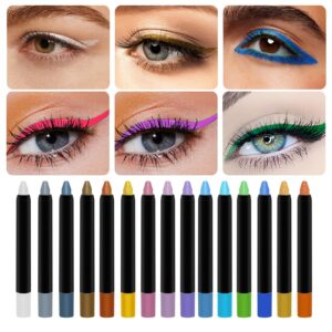 Flashstar Eyelid Color Eyeshadow Pencil, 15 Color Set - Waterproof Glitter Eye Shadow Eyeliner Pen for Women, Metallic Eyeliner Kit, Pearl Eyeliner