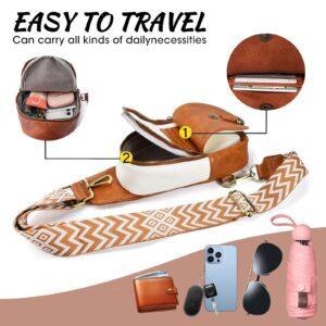 Huwzder Sling Bag for Women PU Leather Sling Bag Small Crossbody Sling Backpack Multipurpose Chest Bag for Women Cycling (A-Orange)