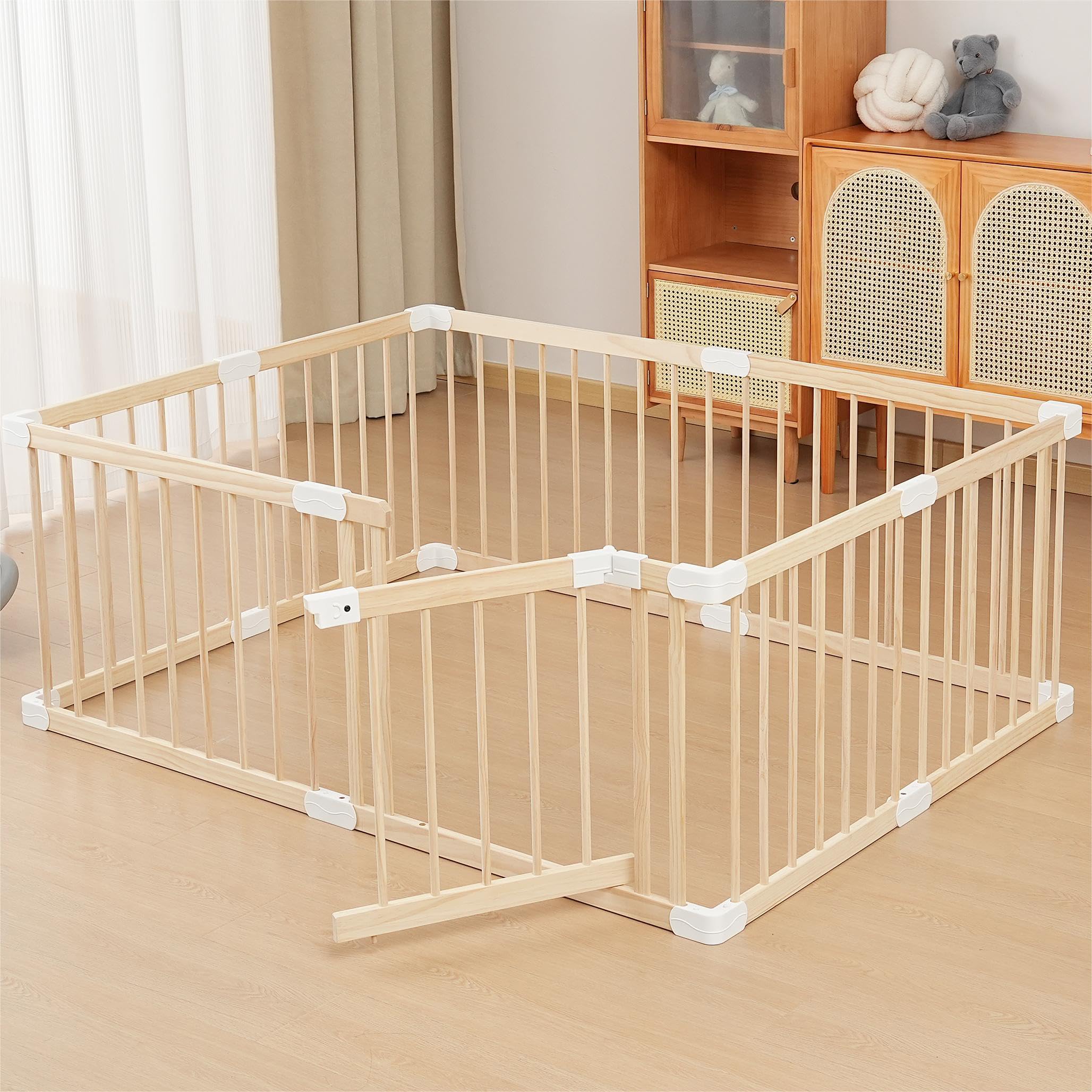 Loribaby Baby Playpen Fence Yards,Playpen Play Pens for Babies and Toddlers,Toddler Playpen,Large Baby Playpen Wooden (120x160x61 CM)