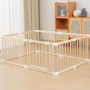 Loribaby Baby Playpen Fence Yards,Playpen Play Pens for Babies and Toddlers,Toddler Playpen,Large Baby Playpen Wooden (120x160x61 CM)
