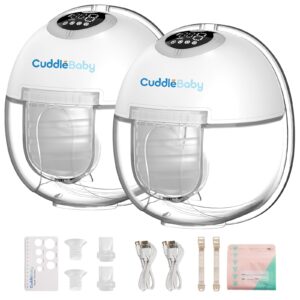 cuddleebaby breast pump hands free, wearable breast pump, eletric double portable breast pump with 4 modes & 9 levels, lcd display, long battery life wearless double milk extractor,24mm,2 pack