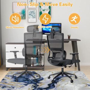 Bsmathom Office Chair Mat for Hardwood/Tile Floor, 48"x36" Abstruct Computer Gaming Chair Mat, Large Anti-Slip Desk Chair Mat Wood/Tile Protection Mat for Home Office(48"x36", Blue)