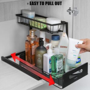 Bathroom Organizer Countertop - 2 Tier Bathroom Counter Organizer, Metal Countertop Standing Rack Cosmetic Organizer Holder Vanity Organizer Kitchen Spice Rack Under Sink Organzier for Bathroom