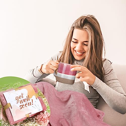 Get Well Soon Gifts for Women, Care Package Gift Feel Better Basket，Personalized Gifts After Surgery Recovery Gift Thinking of You Box with Blanket Coffee Tumbler for Women Friends Female