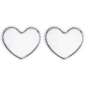 sizikato 2pcs clear glass dessert plates with heart trim, heart shaped glass snack tray fruit plate, 7-inch