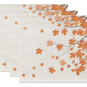 Fall Placemats Set of 4 Autumn Maple Leaves Vintage Table Mats 12 x 16 Inch Seasonal Farmhouse Kitchen Dining Table Decor
