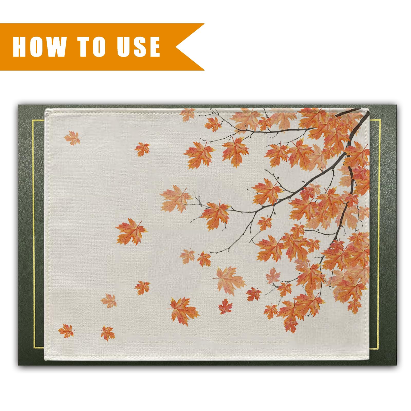 Fall Placemats Set of 4 Autumn Maple Leaves Vintage Table Mats 12 x 16 Inch Seasonal Farmhouse Kitchen Dining Table Decor