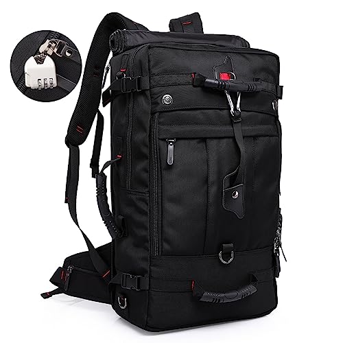 BOIWRCA Travel Backpack, Carry On Backpack with Combination Lock Waterproof Durable Convertible Duffel Bag for 17 Inch Laptop