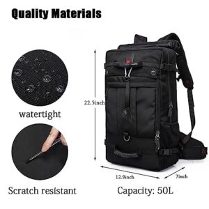 BOIWRCA Travel Backpack, Carry On Backpack with Combination Lock Waterproof Durable Convertible Duffel Bag for 17 Inch Laptop