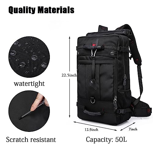 BOIWRCA Travel Backpack, Carry On Backpack with Combination Lock Waterproof Durable Convertible Duffel Bag for 17 Inch Laptop