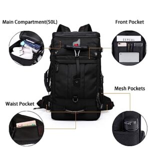 BOIWRCA Travel Backpack, Carry On Backpack with Combination Lock Waterproof Durable Convertible Duffel Bag for 17 Inch Laptop