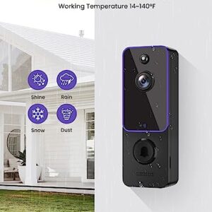 Aiwit Doorbell Camera Wireless, Indoor/Outdoor Surveillance Cam, Battery Powered, Included Chime Ringer, Live View, AI Smart Human Detection, 2-Way Audio, 2.4G WiFi, HD Night Vision, Cloud Storage