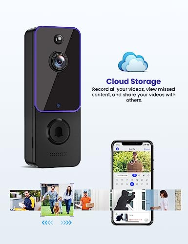 Aiwit Doorbell Camera Wireless, Indoor/Outdoor Surveillance Cam, Battery Powered, Included Chime Ringer, Live View, AI Smart Human Detection, 2-Way Audio, 2.4G WiFi, HD Night Vision, Cloud Storage