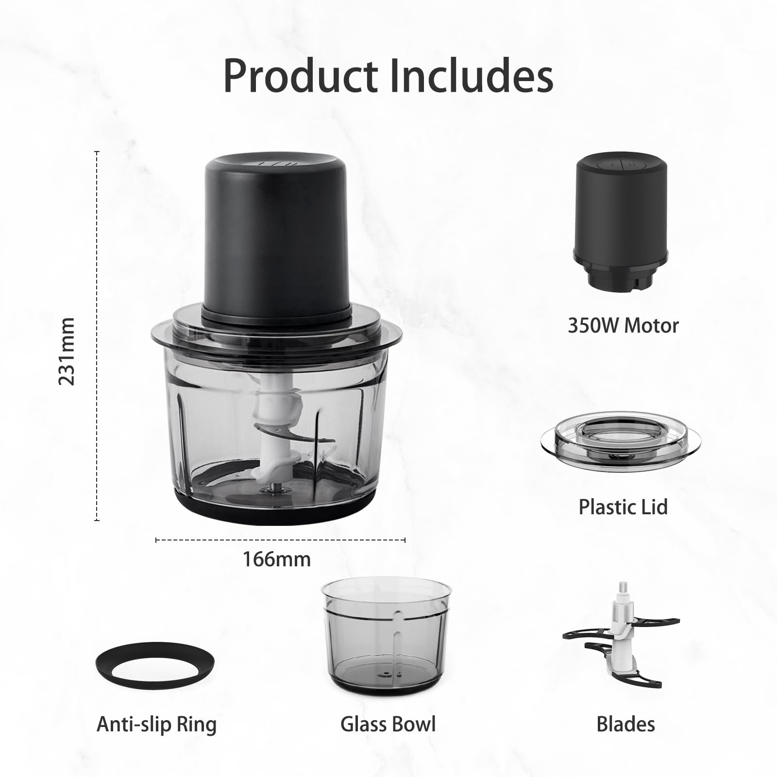 Olayks Electric Food Processor, Small Electric Food Chopper for Baby Food, Vegetables, Meat, Fruits, Nuts, 5 Cup Food Chopper with 2 Speed