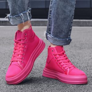 MODGE Unisex-Adult High Top Canvas Sneakers Classic Casual Walking Shoes Lovers Shoes (Pink, Adult, Women, Numeric_13_Point_5, Numeric, us_Footwear_Size_System, Medium)