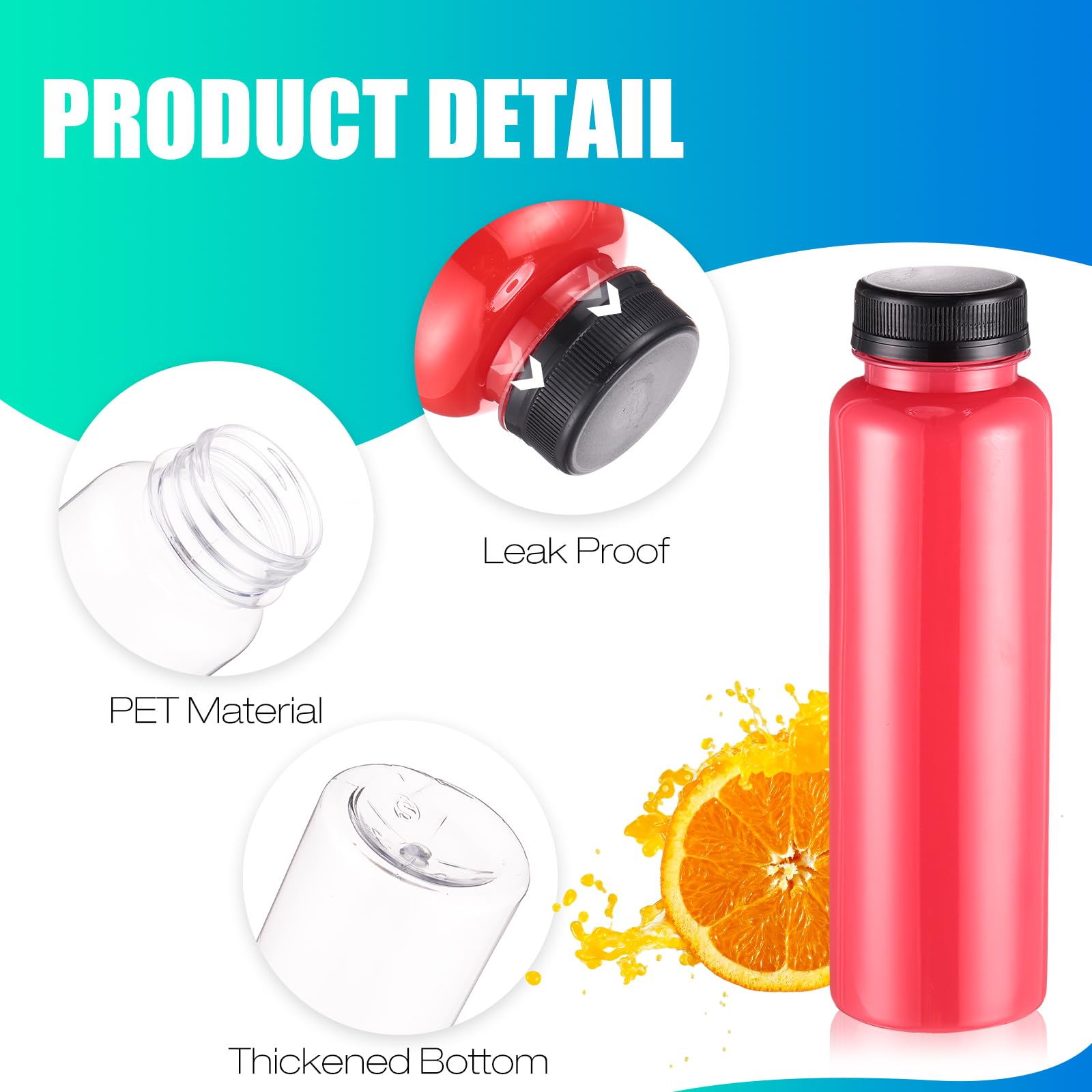 Tanlade 200 Pack Plastic Juice Bottles with Caps Clear Reusable Drink Containers with Caps Empty PET Beverages Bottles Bulk for Juicing Smoothies Drinking Beverages Fridge (Black, 10 oz)