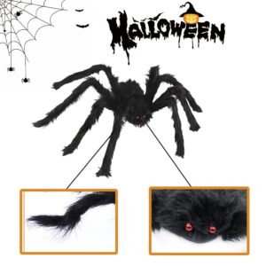 DINESIL Halloween Spider Decorations, 5 Pack Halloween Realistic Hairy Spiders Set, Giant Halloween Spider Props for Halloween Indoor Outdoor House Yard Patio Party Decorations (36" 30" 24" 20" 12")