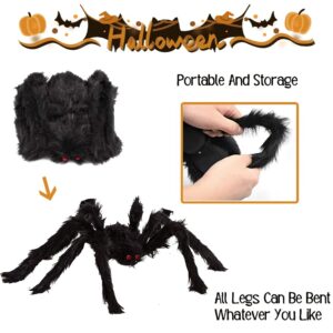 DINESIL Halloween Spider Decorations, 5 Pack Halloween Realistic Hairy Spiders Set, Giant Halloween Spider Props for Halloween Indoor Outdoor House Yard Patio Party Decorations (36" 30" 24" 20" 12")