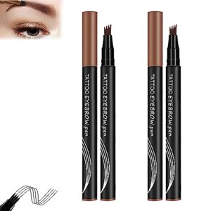 eyebrow pen, eyebrow pencil for eye makeup,4-tip microblade brow pen, long lasting, waterproof and professional eyebrow pencil, creates natural looking eyebrows make-up(2pcs light brown)