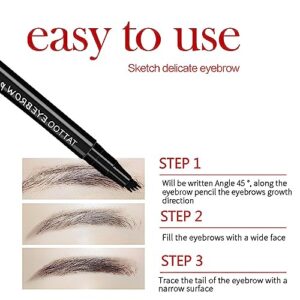 Eyebrow Pen, Eyebrow Pencil For Eye Makeup,4-Tip Microblade Brow Pen, Long Lasting, Waterproof and Professional Eyebrow Pencil, Creates Natural Looking Eyebrows Make-Up(2pcs light brown)