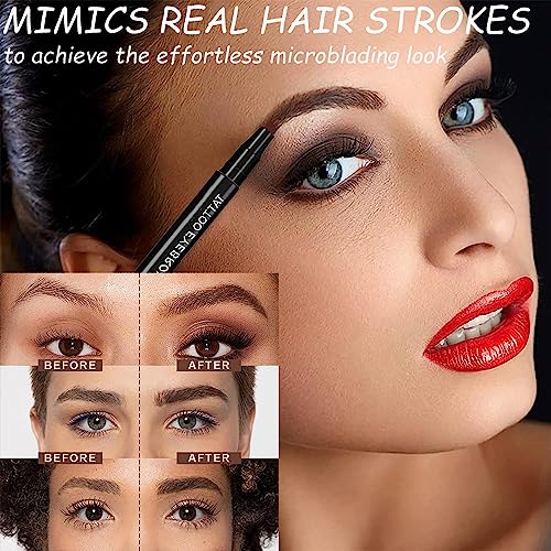 Eyebrow Pen, Eyebrow Pencil For Eye Makeup,4-Tip Microblade Brow Pen, Long Lasting, Waterproof and Professional Eyebrow Pencil, Creates Natural Looking Eyebrows Make-Up(2pcs light brown)