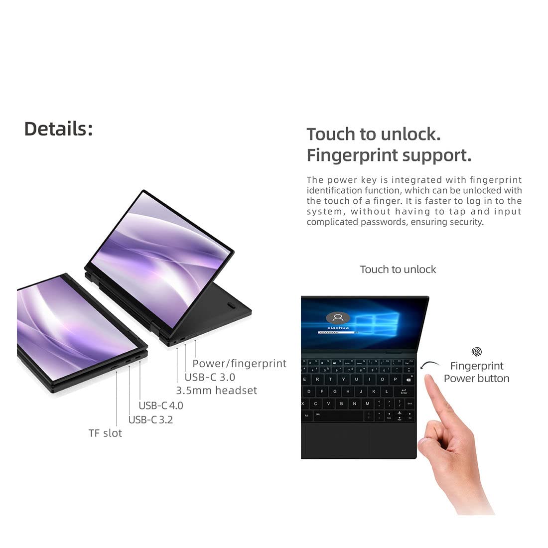 One-Netbook4S 2-in-1 Laptop, 10.1-Inch Full-Touchscreen, Intel Core i3-1210U I3-1210U Processor, Business Tablet PC, Mini Handheld Gaming Laptop, Windows 11 (16+1TB/EU-Plug)