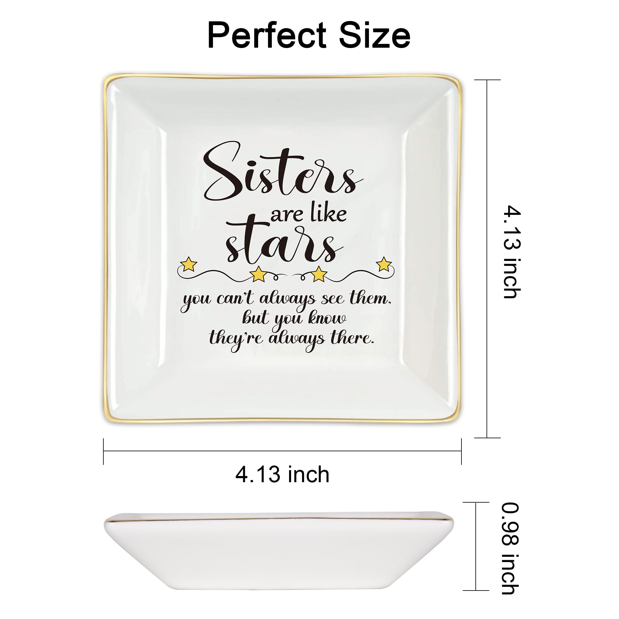 Homlouue Sister Gifts from Sister, Sister Are Like Stars Ring Dish Sister Birthday Gifts Sister Jewelry Dish Best Sister Ever Gifts Meaningful Sister Gifts for Sister Friends Christmas