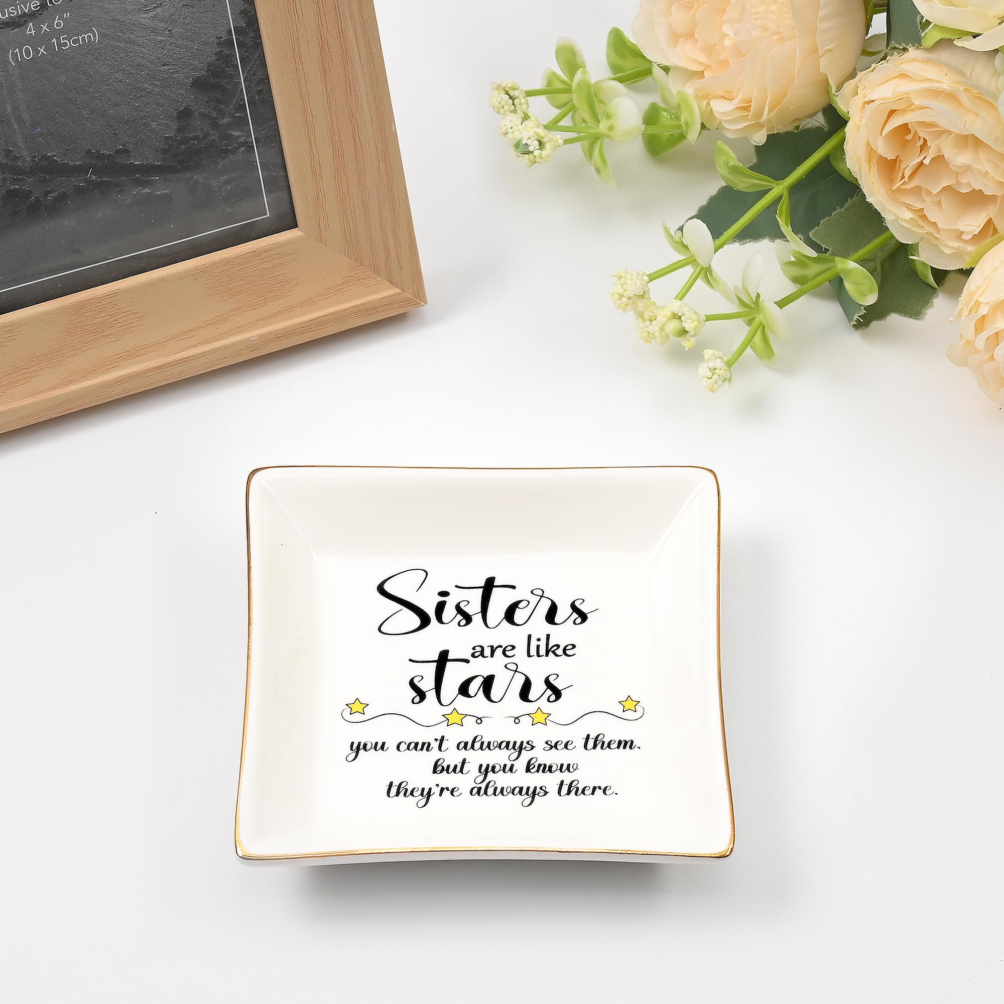 Homlouue Sister Gifts from Sister, Sister Are Like Stars Ring Dish Sister Birthday Gifts Sister Jewelry Dish Best Sister Ever Gifts Meaningful Sister Gifts for Sister Friends Christmas