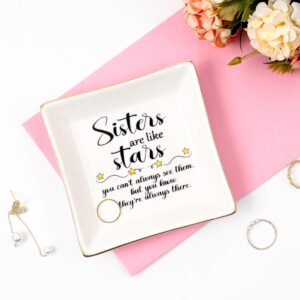 Homlouue Sister Gifts from Sister, Sister Are Like Stars Ring Dish Sister Birthday Gifts Sister Jewelry Dish Best Sister Ever Gifts Meaningful Sister Gifts for Sister Friends Christmas