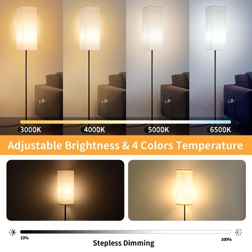 Duheypo Floor Lamps for Living Room, Floor Lamp with Remote Control, Modern Standing Lamp for Bedroom Stepless Dimmable 12W Floor Lamp, 3000k-6500k Elegant Tall Lamps for Living Room Bedroom
