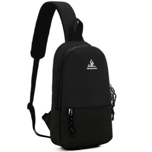 immoono small sling backpack unisex shoulder bag, sling bag crossbody purse for women, mens crossbody bag, black