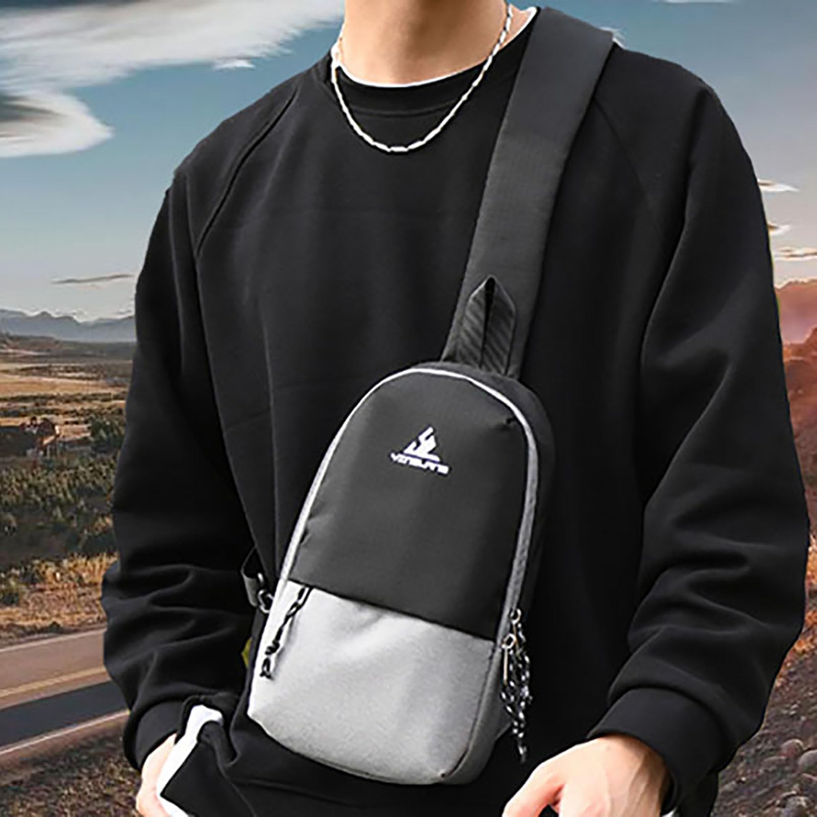 immoono Small Sling Backpack Unisex Shoulder Bag, Sling Bag Crossbody Purse for Women, Mens Crossbody Bag, Black