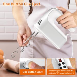 CBQ Hand Mixer Electric, 9 Speed 400W Handheld Mixer with Digital Display, Touch Button, Turbo, Snop-On Storage Case, 5 Stainless Steel Accessories, Mixer Electric Handheld for Cake, Cookie, Egg,