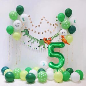 40 Inch Green Number 2 & 2 Pcs Mini Dinosaur Balloon for Boys Birthday Party Decorations, 2nd Birthday Dinosaur Party Supplies, Green Jungle Dinosaur Theme Birthday Party Balloons Decorations