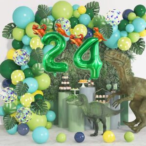 40 Inch Green Number 2 & 2 Pcs Mini Dinosaur Balloon for Boys Birthday Party Decorations, 2nd Birthday Dinosaur Party Supplies, Green Jungle Dinosaur Theme Birthday Party Balloons Decorations