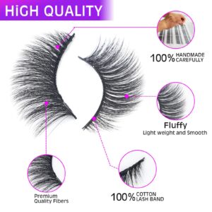 14 Pairs False Eyelashes, CHUN&CHENG 3D Upgraded Wispy Mink Lashes Pack Natural Look Luxury 16mm Cat Eye Lashes