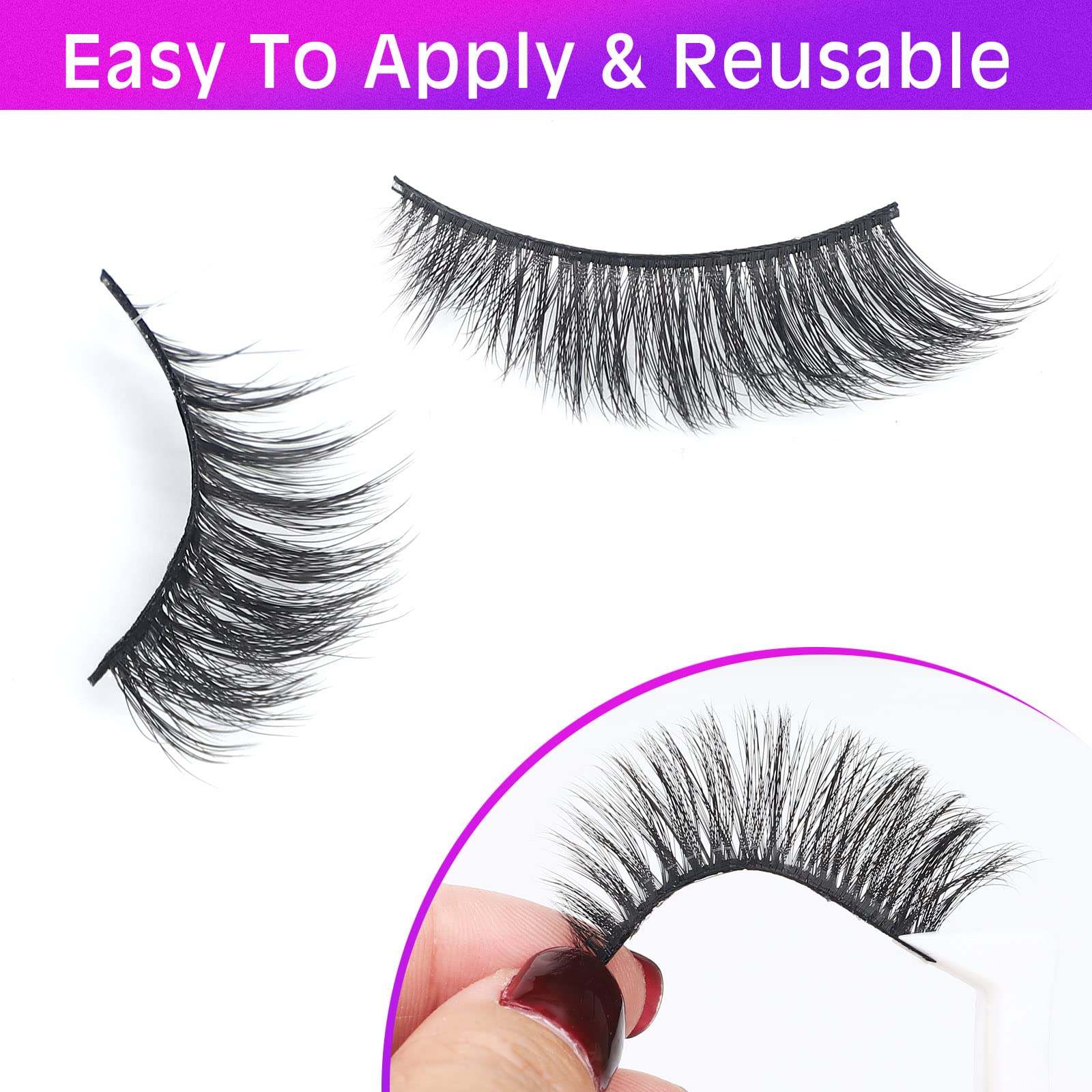 14 Pairs False Eyelashes, CHUN&CHENG 3D Upgraded Wispy Mink Lashes Pack Natural Look Luxury 16mm Cat Eye Lashes