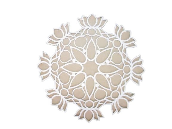 DIY MDF Readymade Round Lotus Designer Rangoli Mat Easy to Use Rangoli Template Easy to Fill Wooden MDF Rangoli Boards for Indian Traditional Festival (Size:- 12 Inches Diameter)