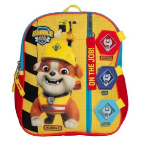 ai accessory innovations rubble & crew interactive 12” mini backpack for kids, paw patrol school bag for pre-school & kindergarten
