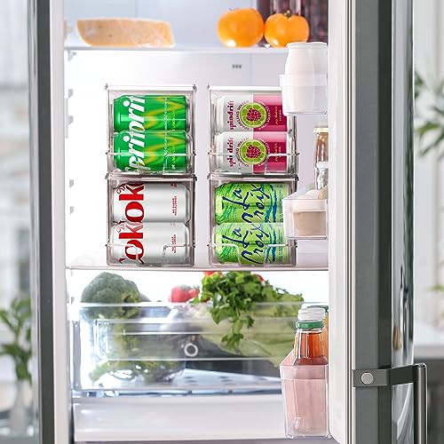 ClearSpace Soda Can Organizer & Soda Can Dispenser for Refrigerator - Fridge Organizer & Stackable Drink Organizer for Fridge, Can Organizer for Refrigerator - Holds 12 Cans Each, BPA Free - 2 Pack