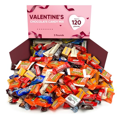 Valentines Candy Variety Pack Candy & Chocolate Gifts - 3 Pounds Approx 120 Count Holiday Chocolate For Gift Baskets - Individually Wrapped Candy Assorted Chocolate Chocolate Candy Snacks Variety Pack For Adults & Kids - Chocolate Candy Variety Pack - Can