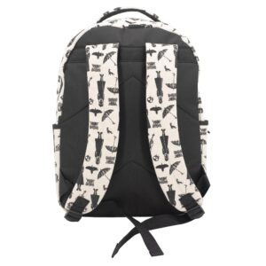 AI ACCESSORY INNOVATIONS Wednesday Adams Icons Backpack, Nevermore Academy 16 Inch Girls School Bag, Natural & Black