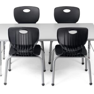 Chair and Table Set for Schools - Table About 24 x 48 inch (60 x 120cm) - Height Adjustable Legs -Spray Edges - and Four Luxurious Classroom Chairs - for Commercial Spaces