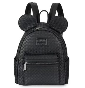loungefly disney parks black woven mini backpack - mickey mouse