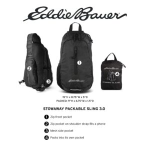 Eddie Bauer Stowaway Packable 10L Sling 3.0 Made from Polyester with Lightly Padded Shoulder Strap, Dark Loden