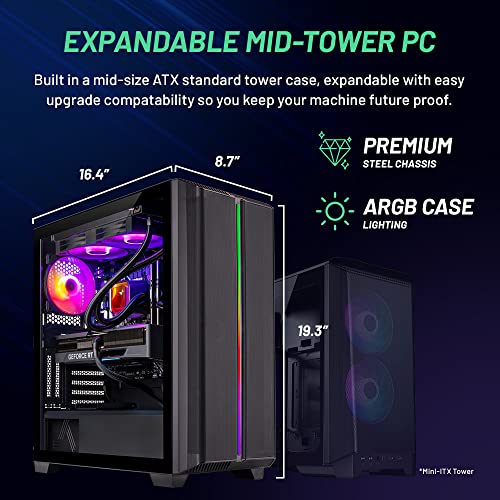 Skytech Gaming Siege Gaming PC Desktop – Intel Core i7 13700F 2.1 GHz, NVIDIA RTX 4060 Ti, 1TB NVME SSD, 32GB DDR5 RAM RGB, 650W Gold PSU, 360mm AIO, 11AC Wi-Fi, Windows 11 Home 64-bit